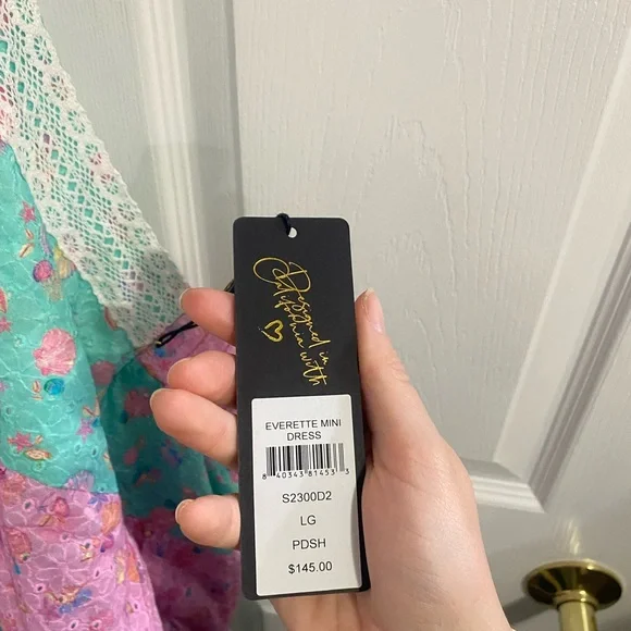 Beach Bunny NWT Everette aqua/pink seashell cutout open back coquette mini dress - Picture 11 of 11